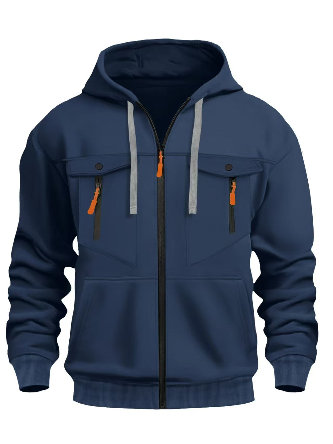 Herren Kapuzen-Sweatjacke mit durchgehendem Reißverschluss, zwei zip-Brusttaschen und ergonomischen Bündchen Drune