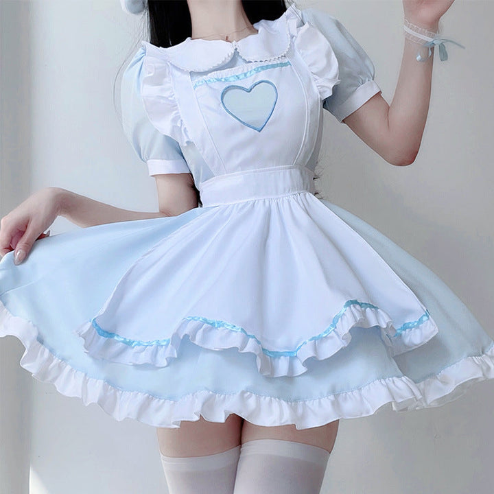Damen verspieltes Kostümkleid im Lolita-Stil mit Rüschendetails und Kräuseln Drune