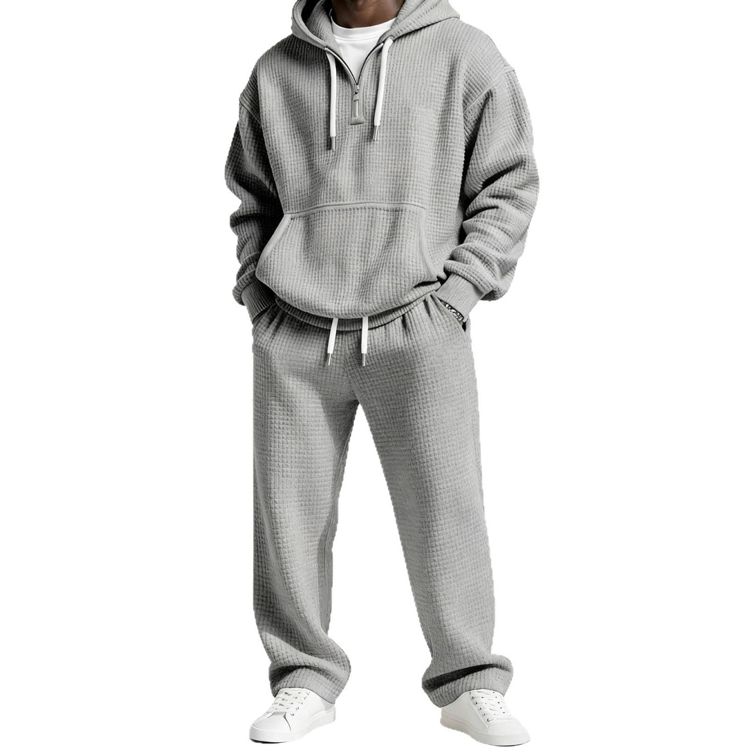 Herren Trendiger Kapuzenpullover mit praktischem Reißverschluss und bequemer Jogginghose Drune
