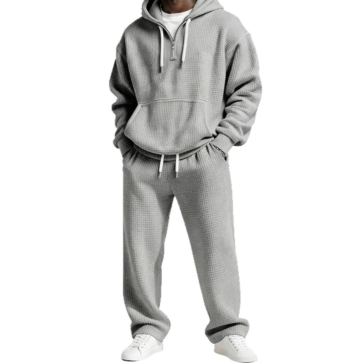 Herren Trendiger Kapuzenpullover mit praktischem Reißverschluss und bequemer Jogginghose Drune