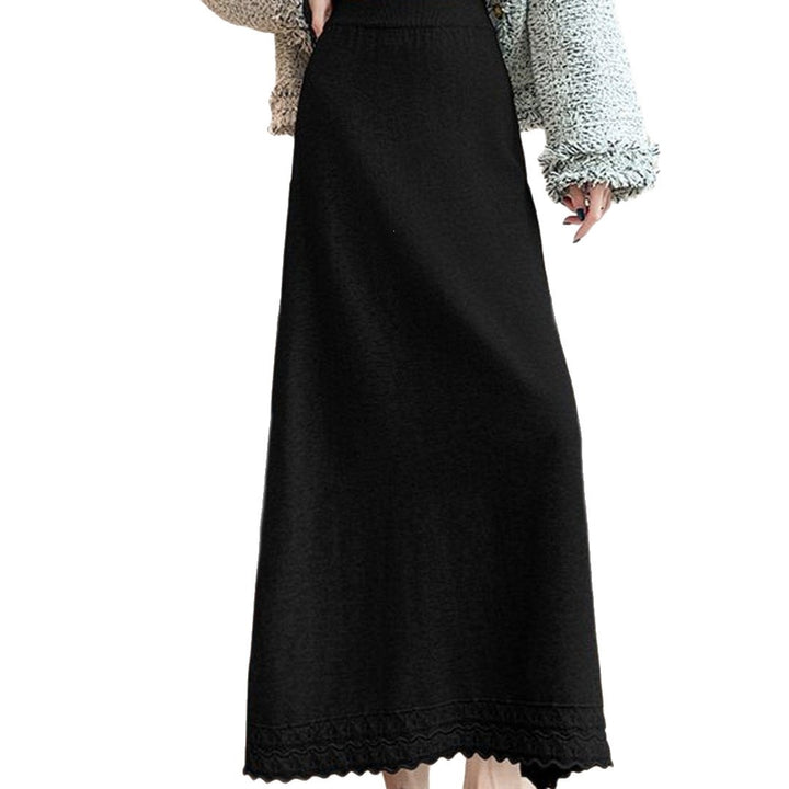 Damen Langer Jerseyrock mit Spitzensaum Drune