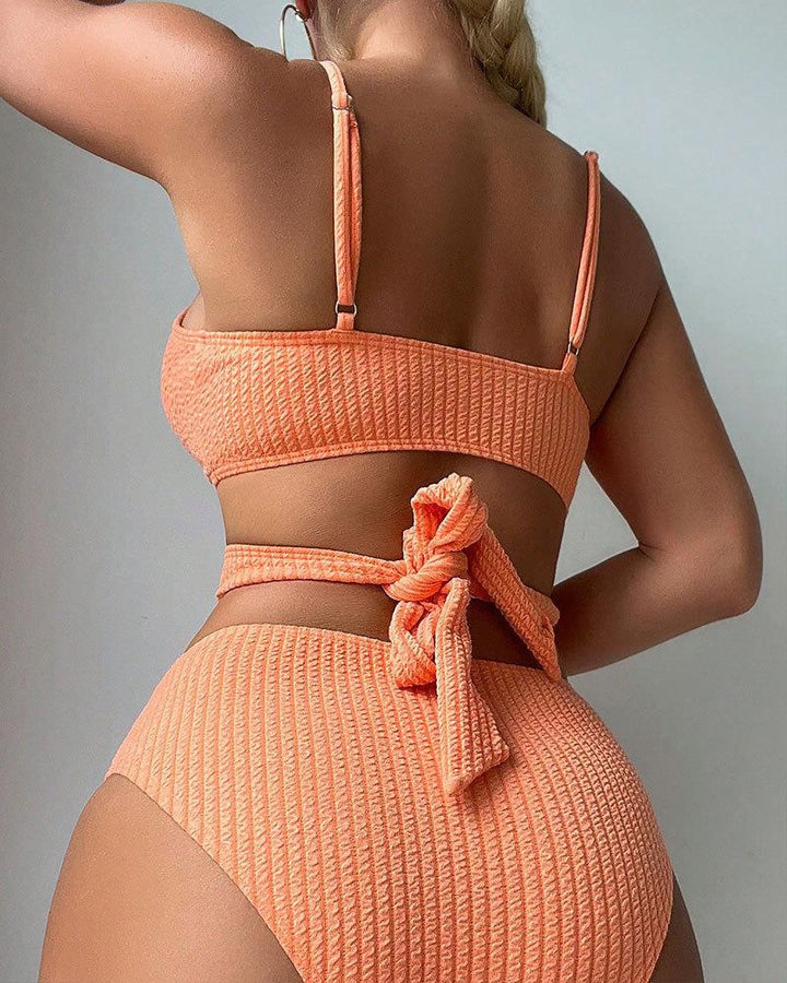 Damen Hochtailliertes Bikini-Set mit raffiniertem Wickeldesign Drune