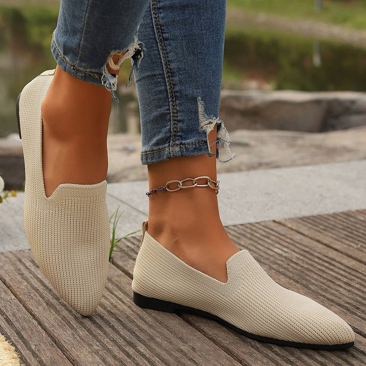 Damen Strick-Loafer mit spitzer Kappe und elastischem Einstieg Drune
