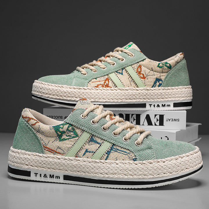 Herren Freizeitschuhe mit stylischem Textiloberteil und geflochtener Sohle Drune
