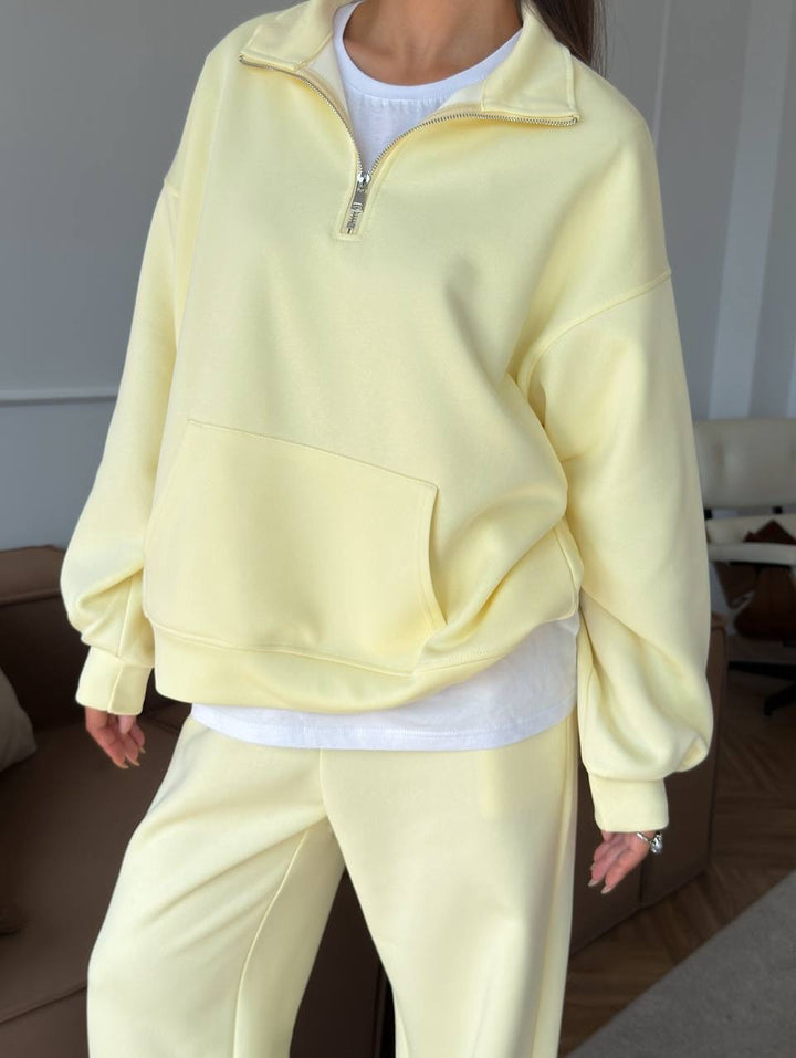 Damen Oversized Sweatshirt und weit geschnittene Hose Set Drune