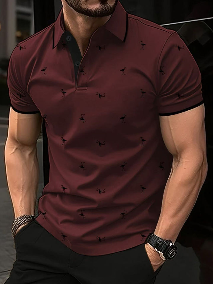 Herren Polohemd mit einzigartigem Flamingo-Muster Drune
