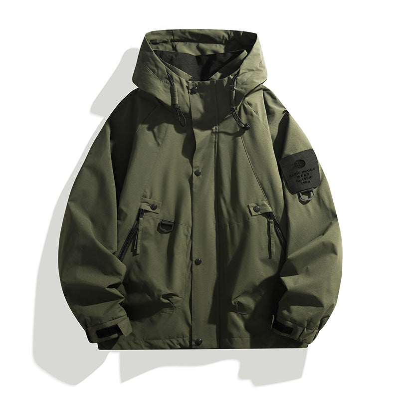 Herren Technische Oversized-Fieldjacke mit wasserabweisender Membran, Utility-Ringen und verdeckter Druckknopfleiste Drune