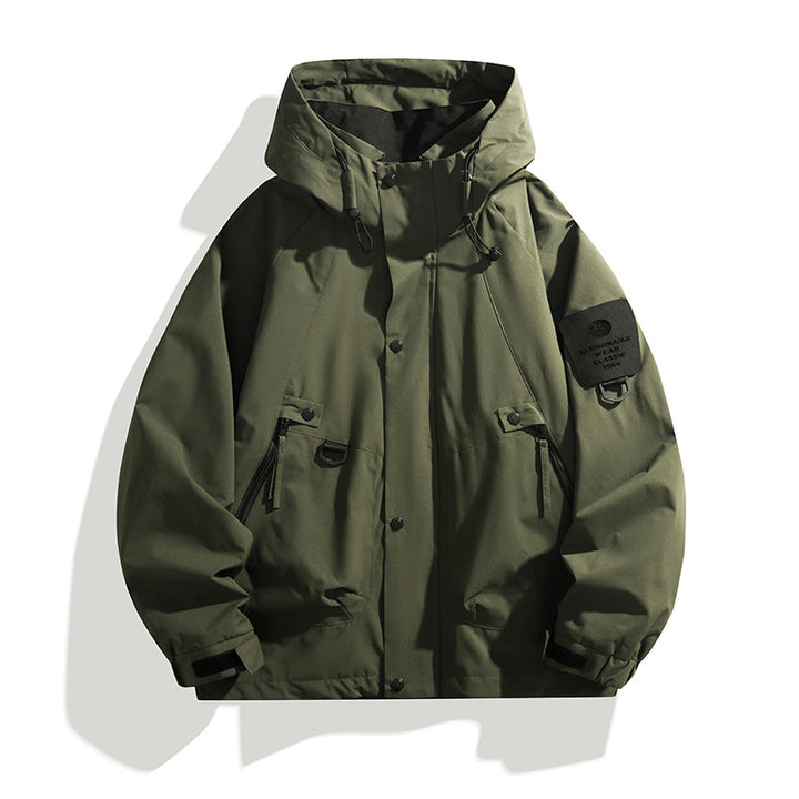 Herren Technische Oversized-Fieldjacke mit wasserabweisender Membran, Utility-Ringen und verdeckter Druckknopfleiste Drune