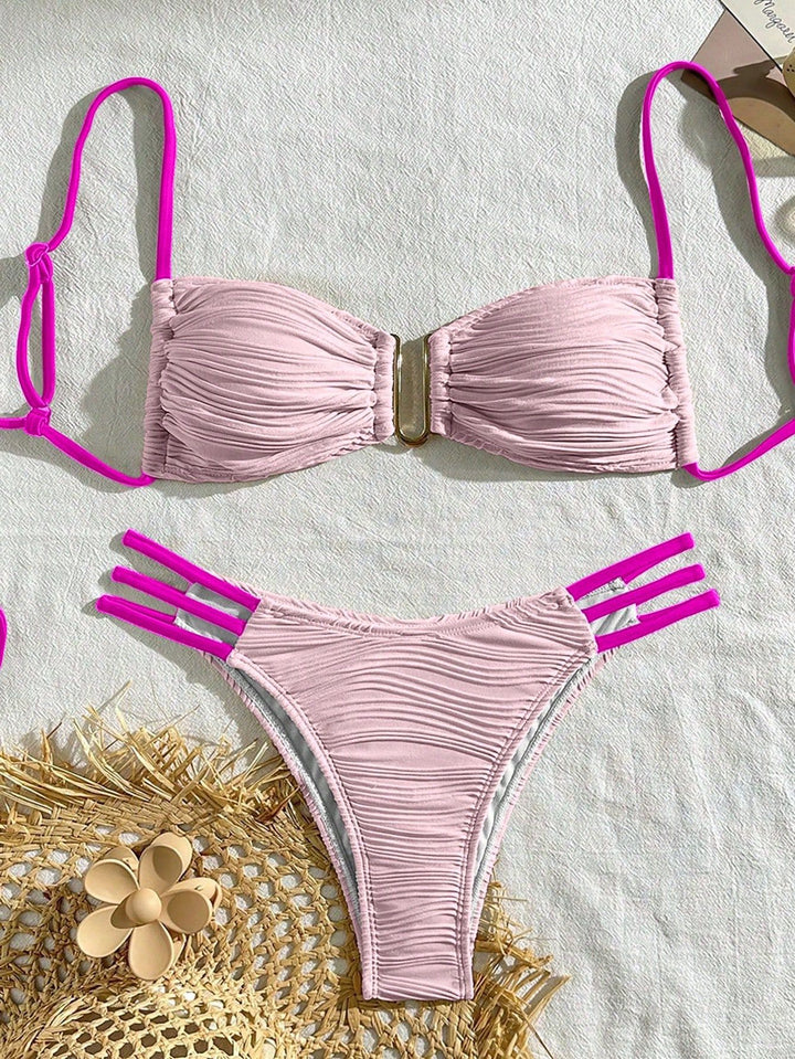 Damen Bikini-Set mit raffiniertem Falten-Design und modischen Akzenten Drune
