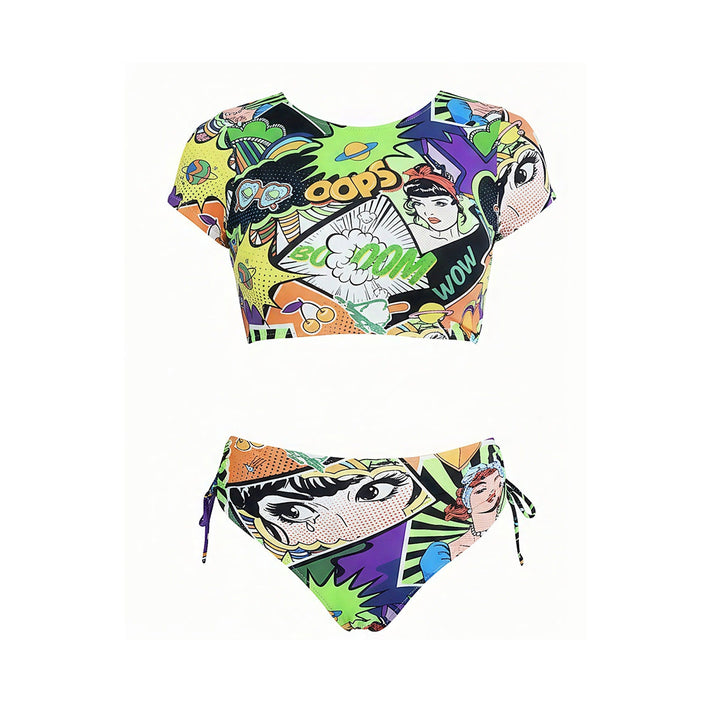Damen Crop-Top Bikini mit floralem Design Drune