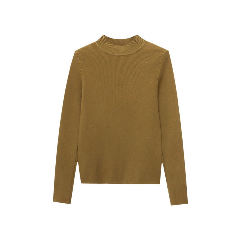 Damen figurbetontes Strickoberteil mit hohem Kragen und eleganten Rippdetails Drune