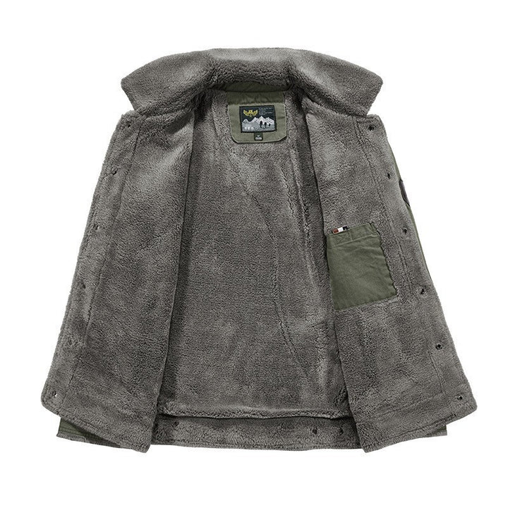 Herren Robust-Canvas-Fieldjacke mit Teddyfutter, Stehkragen und Utility-Taschen Drune