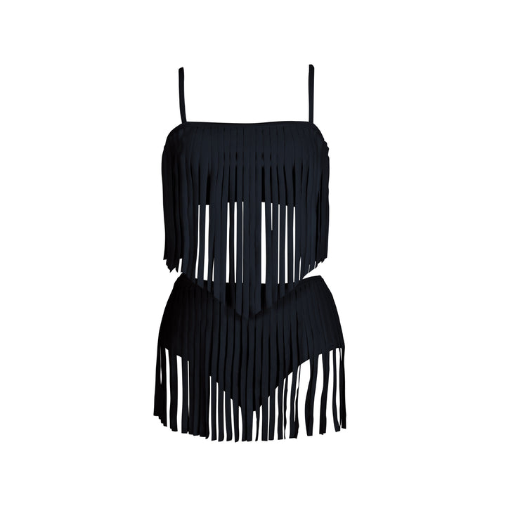 Damen Fransen-Bikini-Set mit modischem Oberteil und figurbetontem Unterteil Drune