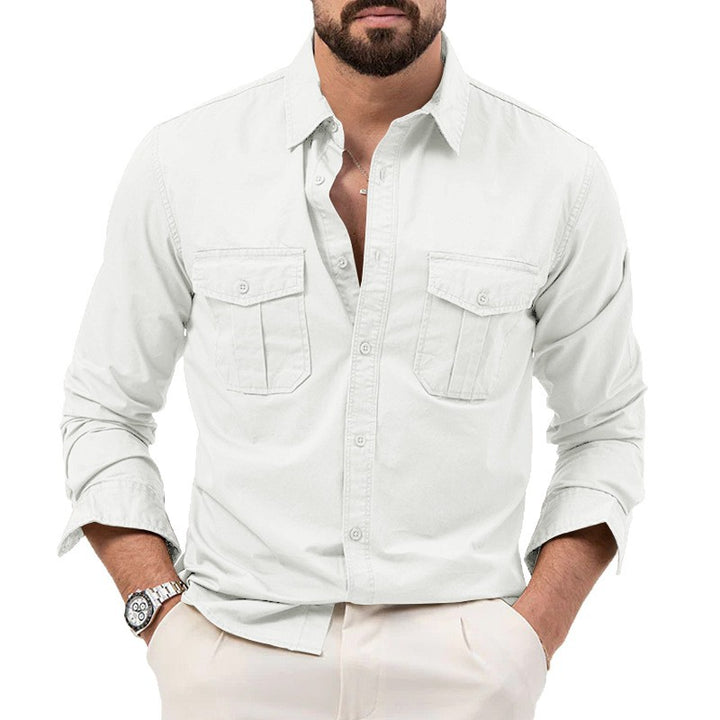 Herren Hemd mit Brusttaschen und Kentkragen, lässiger Regular-Fit aus Baumwollmix Drune