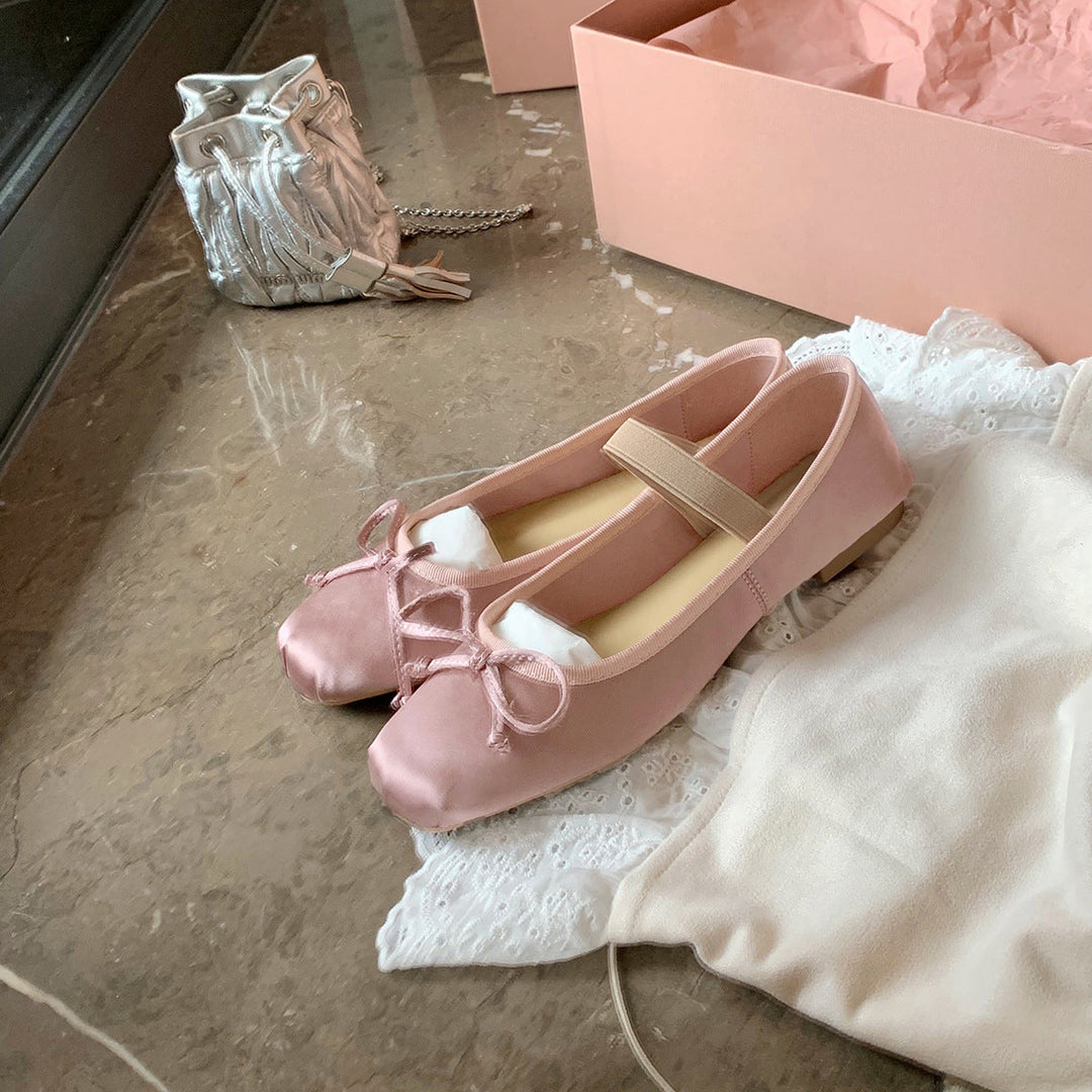 Damen Ballerina-Schuhe mit glamourösem Schleifendetail und flexiblem Riemendesign Drune
