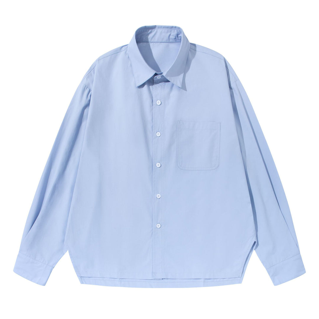 Damen Oversize‑Boxy‑Hemdbluse aus leichter Baumwollmischung mit Brusttasche Drune