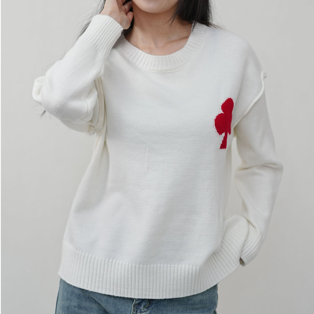Damen Gemusterter Kurzpullover aus weichem Strickmaterial mit ikonischem Logo Drune