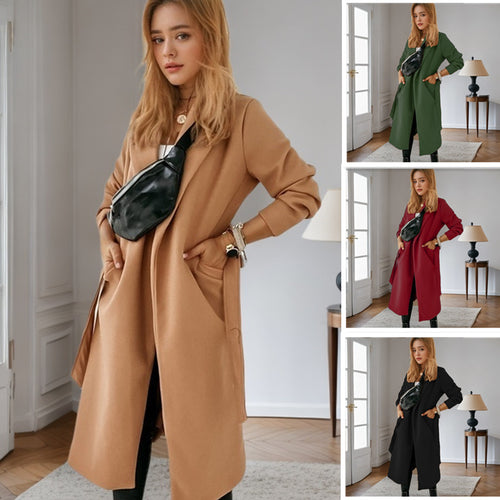 Damen modischer Longblazer mit praktischem Taschen Drune