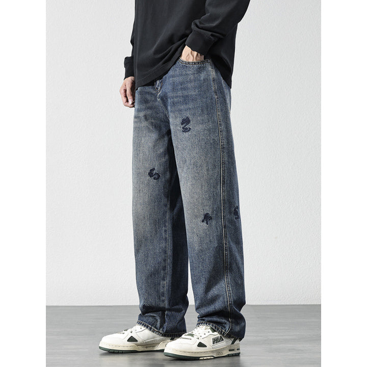 Herren Bequeme und modische Jeans mit Stickereien Drune