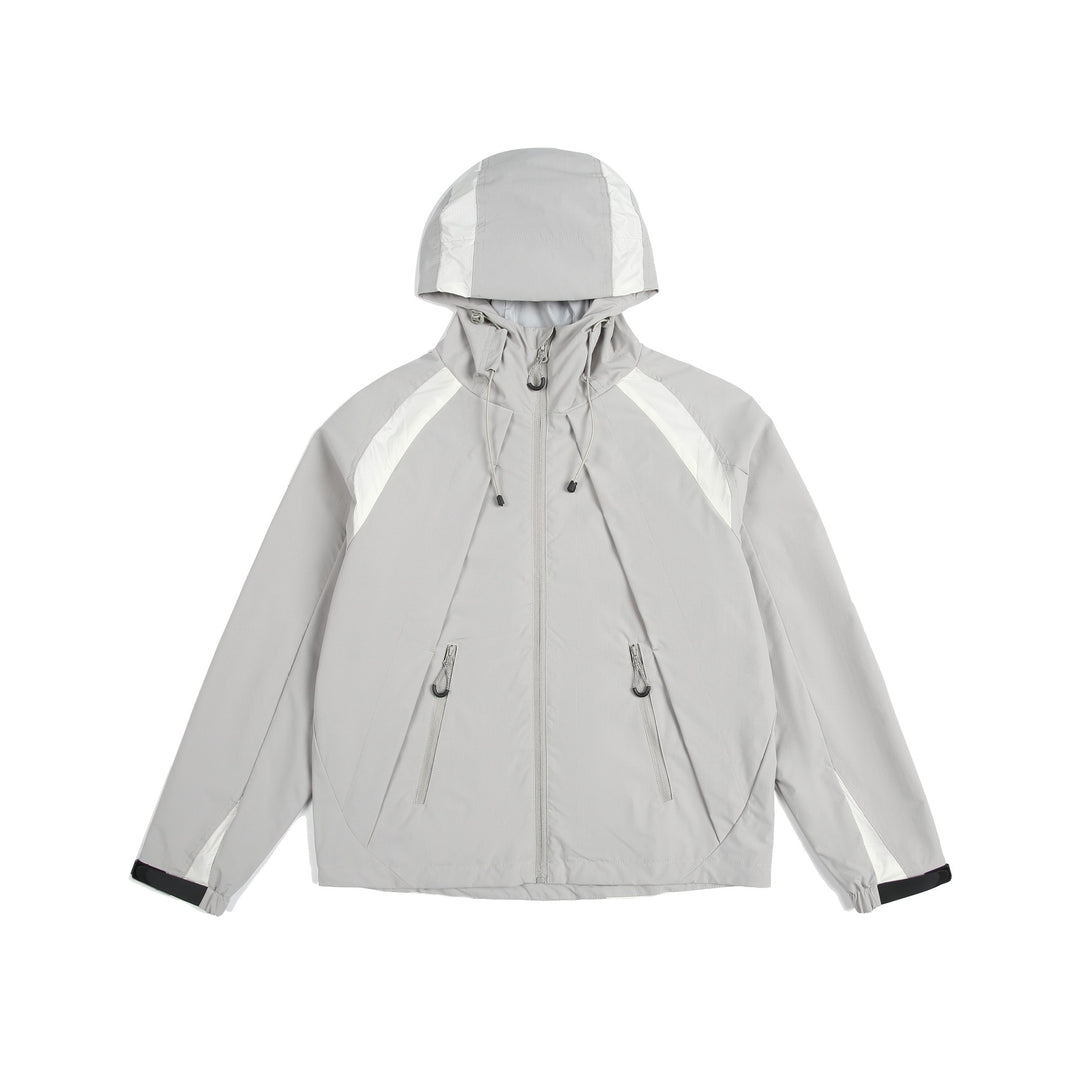 Unisex Leichte Regen- und Softshell-Jacke mit Kapuze, verstellbaren Saum- und Reißverschlusstaschen Drune