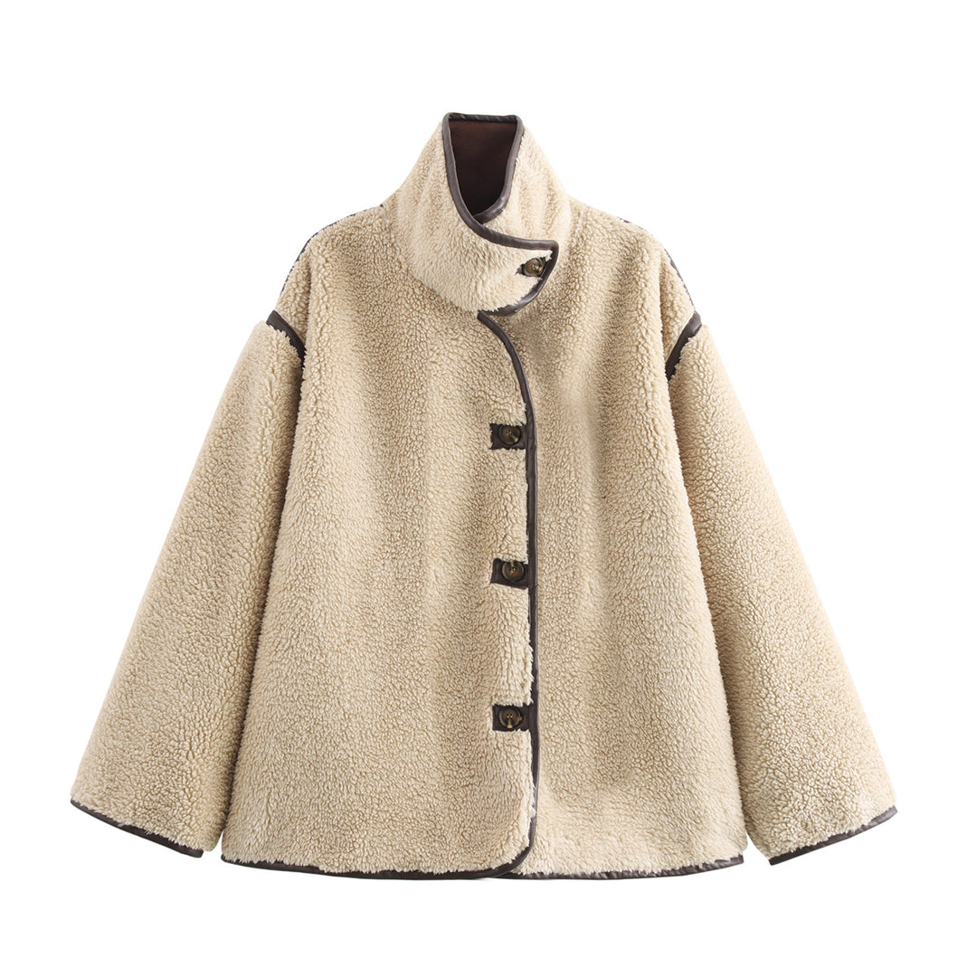 Damen weich gepolsterte Fleecejacke mit hohem Kragen und Knopfverschluss Drune