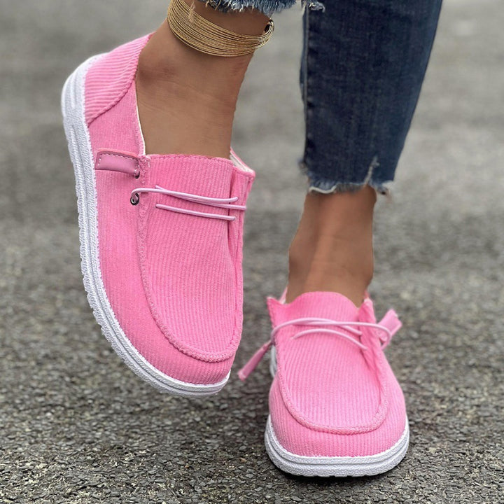 Damen nan urbaner Slip-On Loafer mit geripptem Textiloberteil und dämpfender Gummisohle Drune