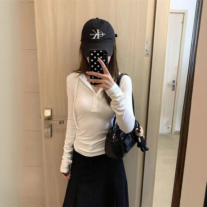 Damen Langarm Poloshirt mit elegantem Kragen Drune