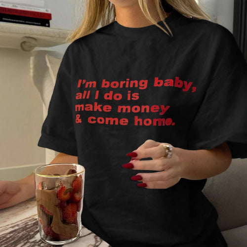 Damen T-Shirt mit kreativem Grafikdruck und luxuriösen Paillettenakzenten Drune