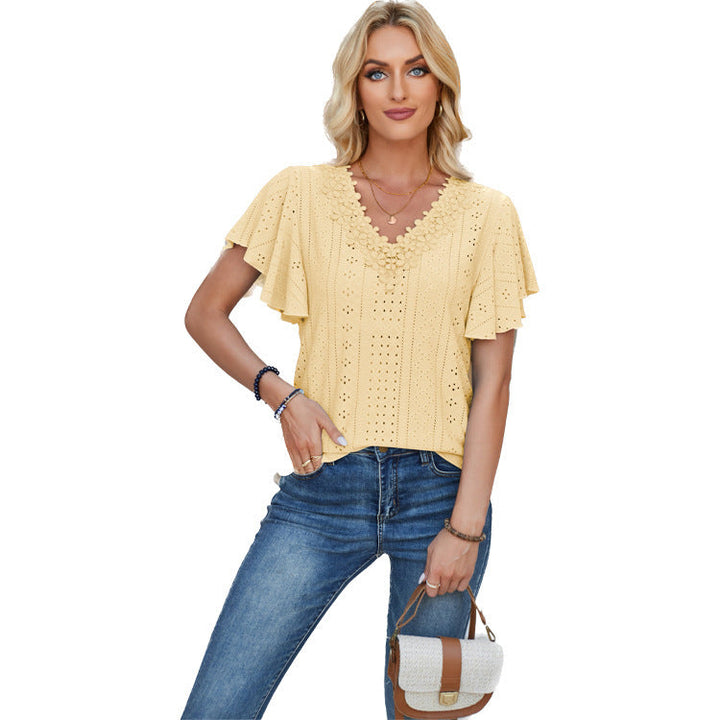 Damen Spitzenshirt mit Volants Drune