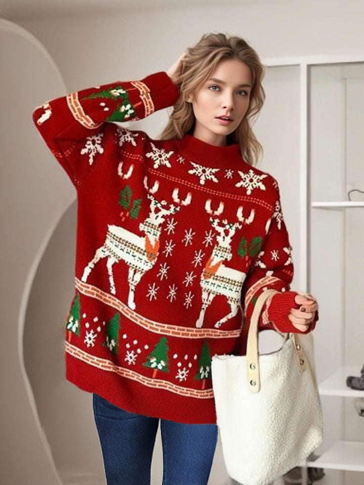 Damen Weihnachtspullover mit festlichem Motiv aus hochwertiger Baumwolle Drune