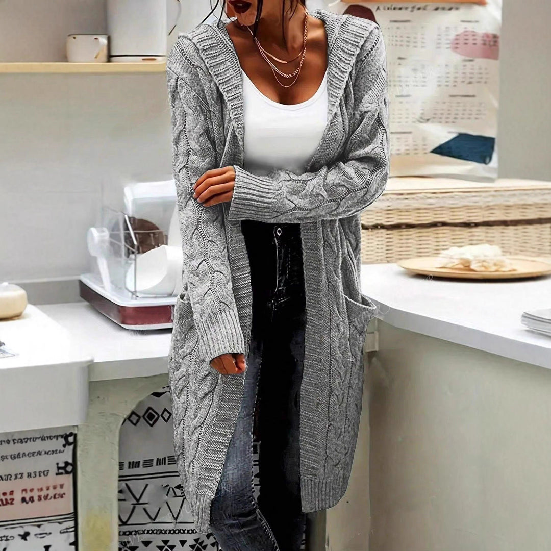 Damen Grobstrick Cardigan mit seitlichen Taschen und strukturiertem Zopfdesign Drune