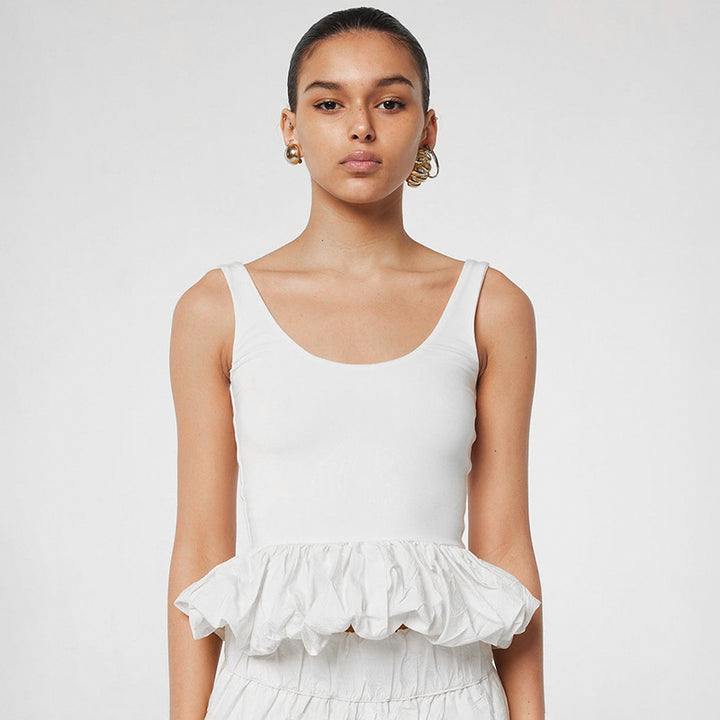 Damen Top mit voluminösem Rüschensaum Drune