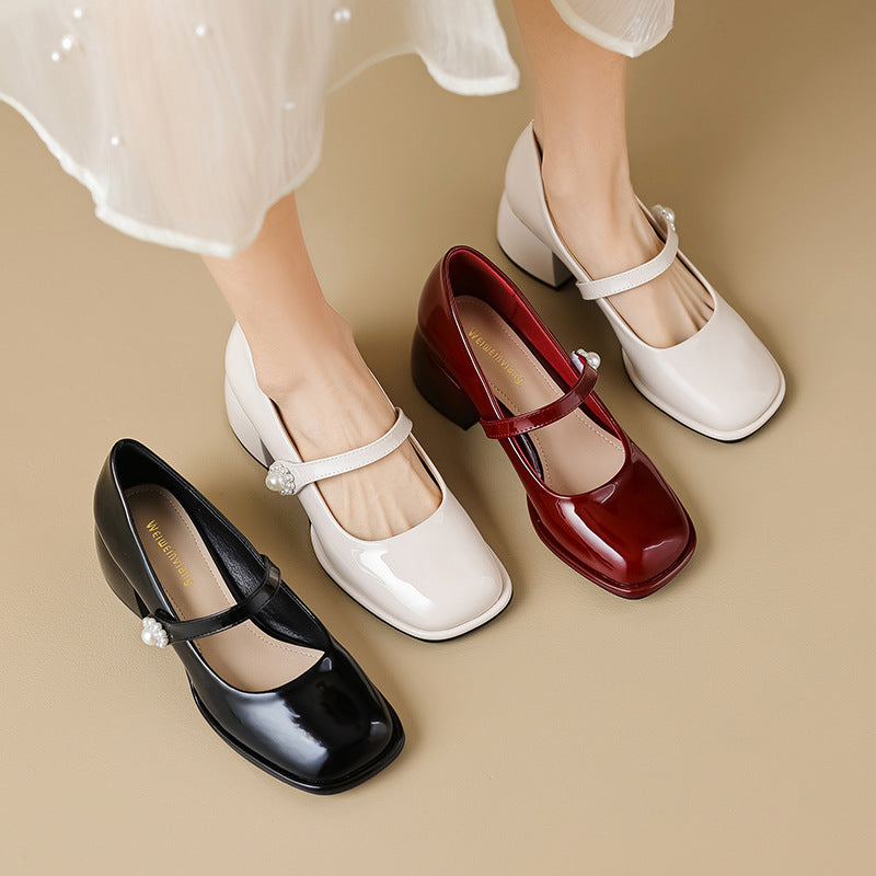 Damen Elegante Ballerinas mit modischem Riemen und funkelnder Schnallenverzierung Drune