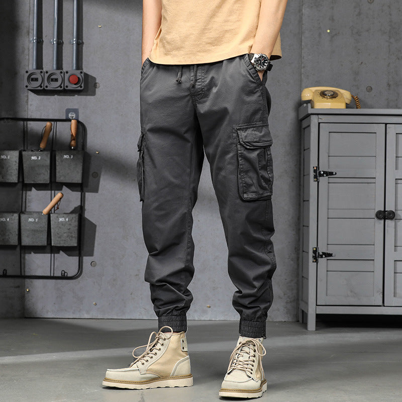 Herren Cargo-Jogginghose im Utility‑Stil mit Tunnelzugbund, Mehrfachtaschen und Reißverschluss‑Knöchel Drune