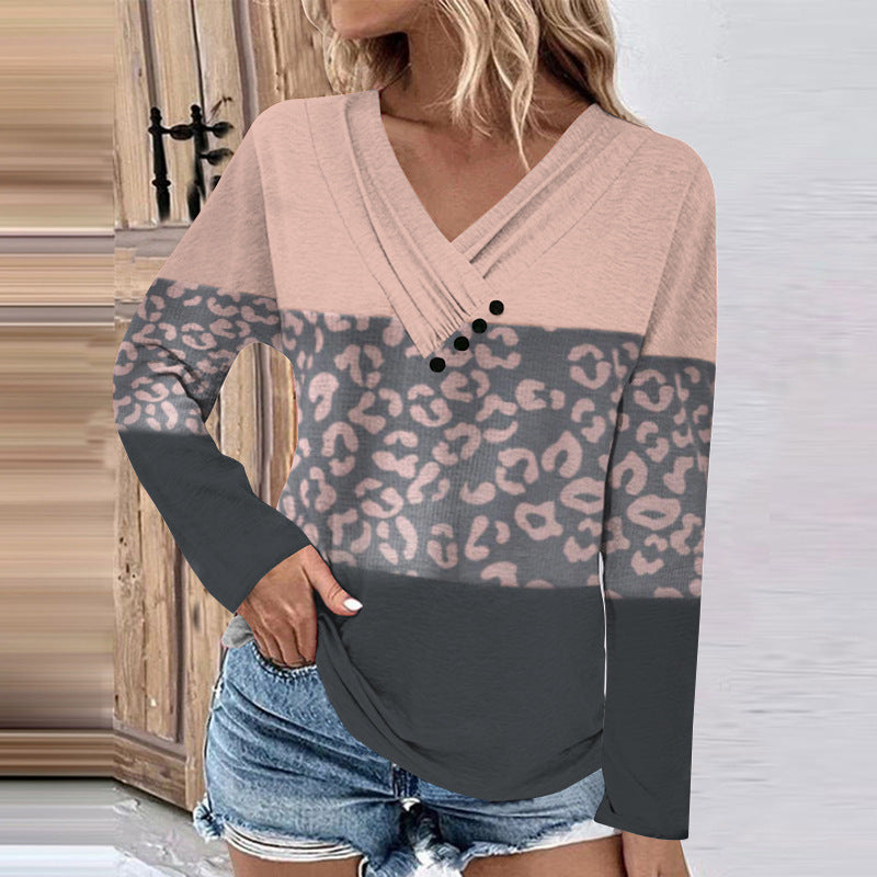 Damen Gerippter V-Ausschnitt Pullover mit Farbverlauf, Zierknöpfen und legerer Passform Drune