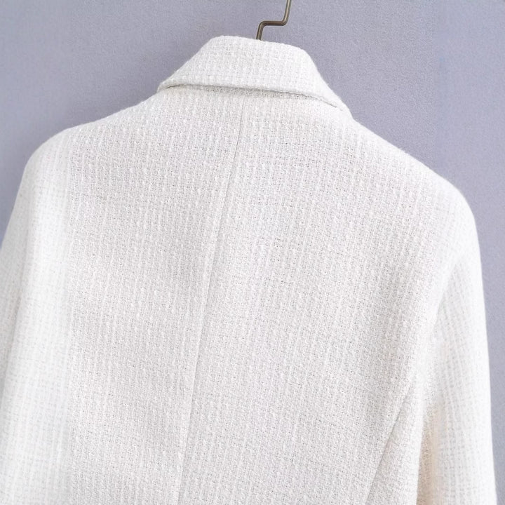 Damen Kurz geschnittener Bouclé-Blazer mit taillierter Silhouette und Doppelknopf Drune