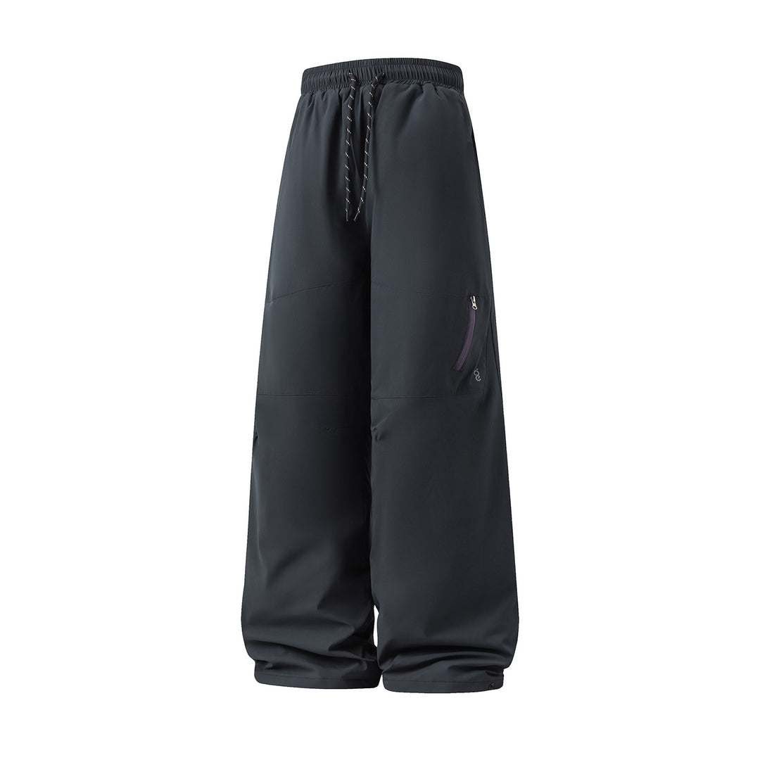 Unisex Weite wasserabweisende Outdoor-Hose mit hohem Bund und Reißverschlusstasche Drune