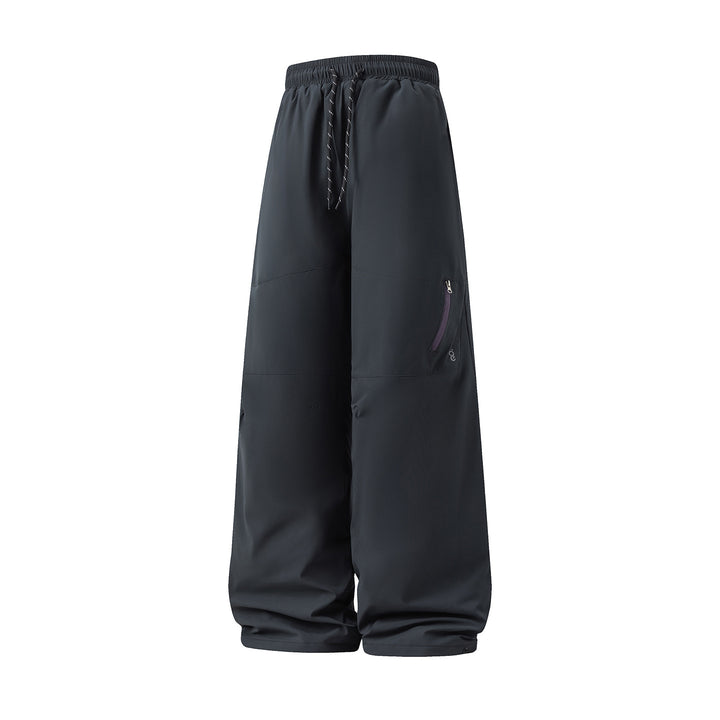 Unisex Weite wasserabweisende Outdoor-Hose mit hohem Bund und Reißverschlusstasche Drune