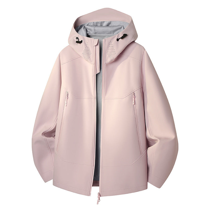Damen Wasserdichte Softshell-Outdoorjacke mit minimalistischer Silhouette und Belüftungsperforation am Kragen Drune