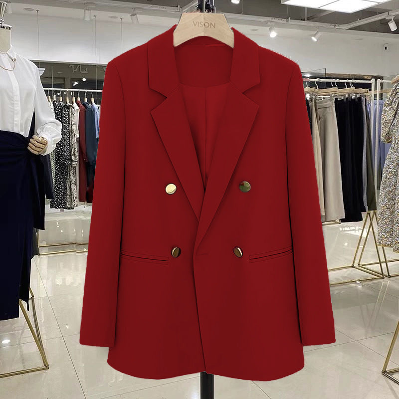 Damen Modischer Doppelreiher Blazer Drune