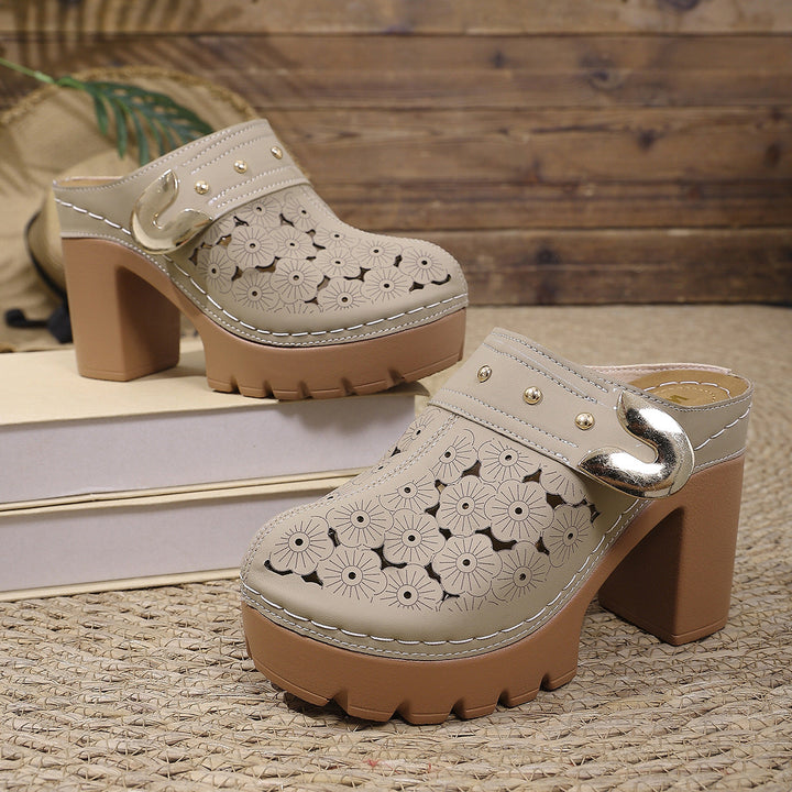 Damen Komfortable Clogs mit floraler Lochmusterung Drune