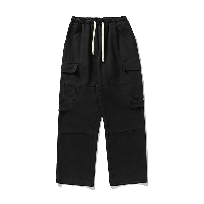 Unisex Weite Cargo-Hose mit elastischem Bund, Kordelzug und Mehrfach-Taschen Drune