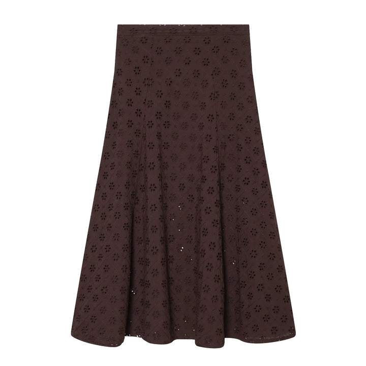 Damen Midirock mit feiner Lochstickerei Drune