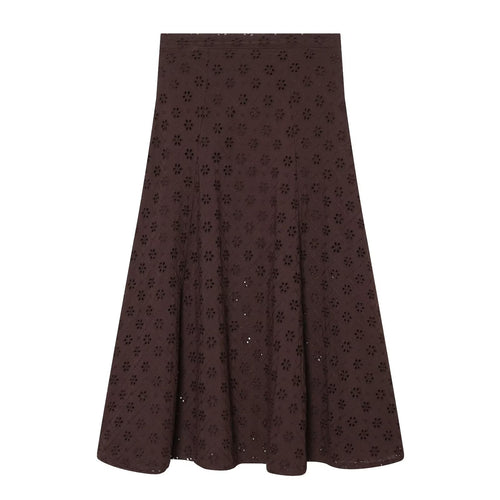 Damen Midirock mit feiner Lochstickerei Drune