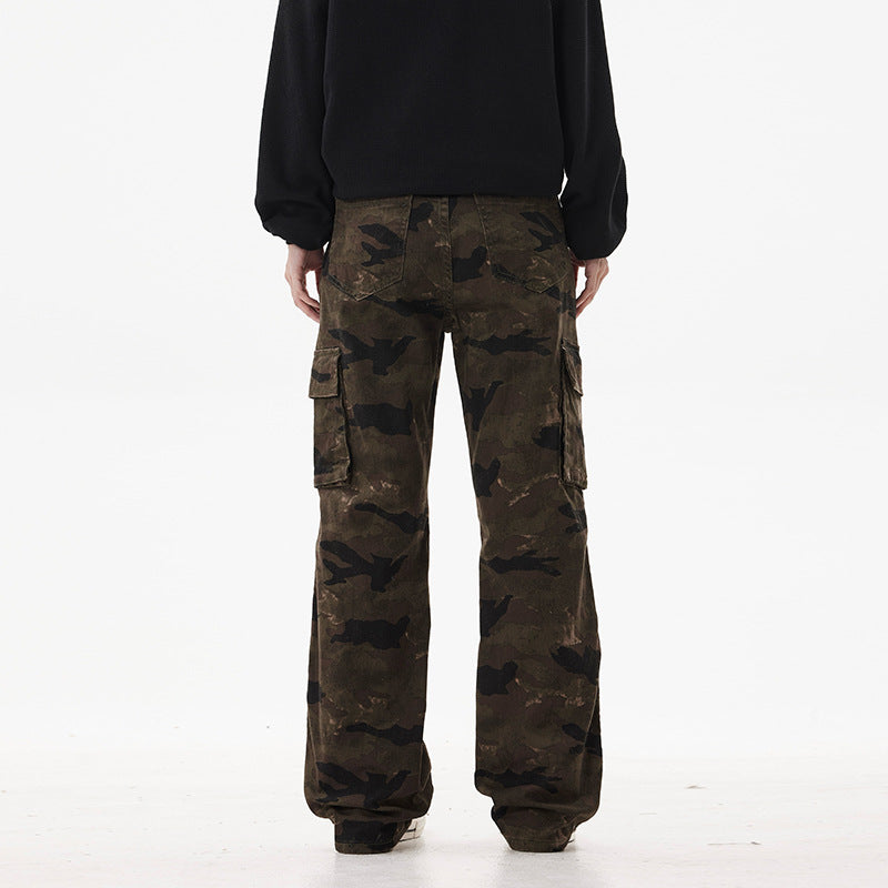 Unisex Cargohose im weiten Marlene-Cut mit Camouflage-Print und großen Pattentaschen Drune
