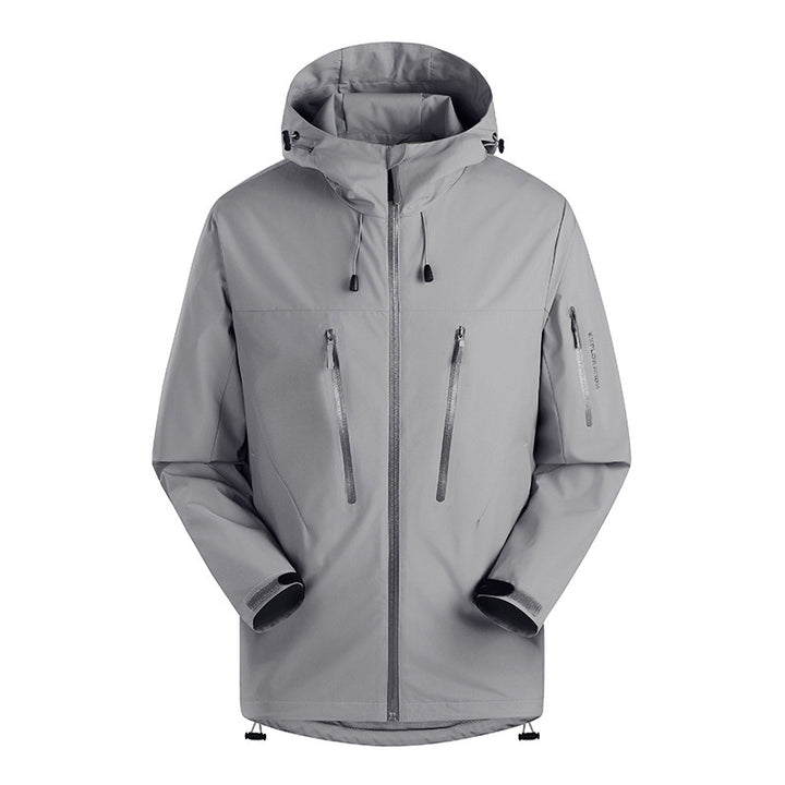 Herren Dreilagige atmungsaktive Hardshell-Outdoorjacke mit Kapuze und verschweißten Nähten Drune