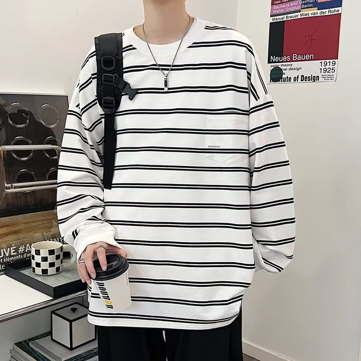 Herren Lässiges Langarmshirt mit eleganter Streifenoptik Drune