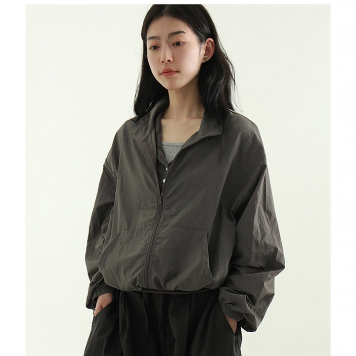Damen sportliche Windjacke mit hohem Kragen und Reißverschluss Drune