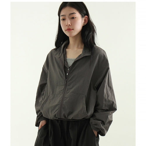 Damen sportliche Windjacke mit hohem Kragen und Reißverschluss Drune