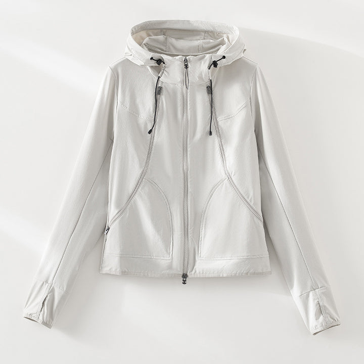 Damen Leichte Softshell-Outdoorjacke mit Kapuze und Zwei-Wege-Reißverschluss Drune